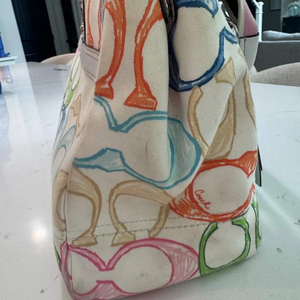 Coach Multicolor Scribble Signature Canvas Tote with Pink Accents - Picture 8 of 11